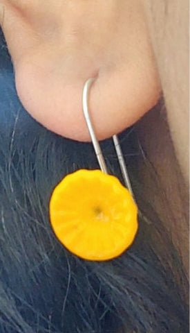 Glass drop earrings - Yellow Poppy