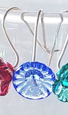 Glass drop earrings - Mid Blue Poppy