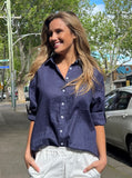 G7 Adele Linen Shirt - Navy