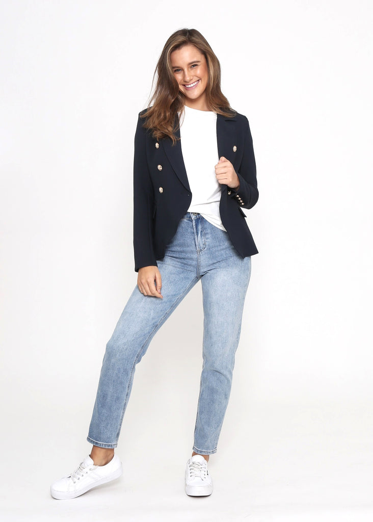 Hayden Fitted Blazer Navy Tom Bridget Boutique