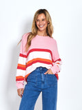 Rita Striped Knit Jumper - Pink