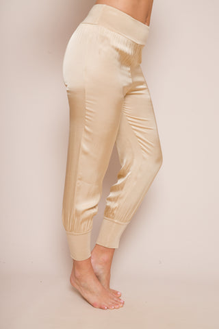 Suzy D Wyatt Satin Harem Pants - Pale Gold