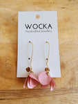 Pastel Pink Flower Drop Earrings