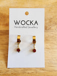 Red Gem Gold Cuff Earrings