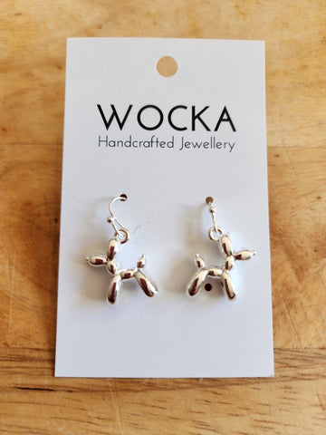 Silver Balloon Dog Earrings