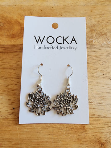 Silver Lotus Earrings