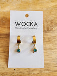 Aqua Gem Gold Cuff Earrings