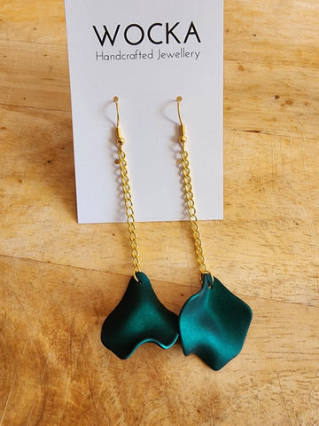 Metallic Green Petal Drops