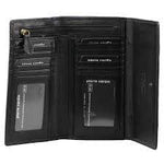 PIERRE CARDIN LEATHER WALLET WITH WOVEN PANEL - BLACK