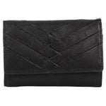 PIERRE CARDIN HERRINGBONE LEATHER WALLET - BLACK