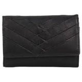 PIERRE CARDIN HERRINGBONE LEATHER WALLET - BLACK