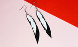 Pied Cormorant Feather Earrings - Black/White