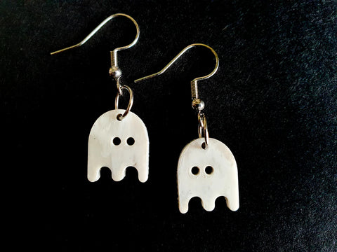 Teeny Ghost Earrings - White