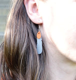 Kokako Feather Earrings - Orange