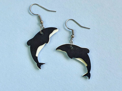 Hector's Dolphin Earrings - Black/White