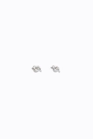 Stilen Knot Stud Earrings - Silver
