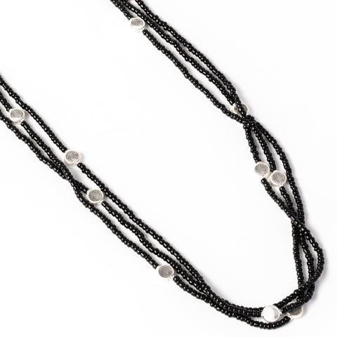 Stilen Kristen Triple Chain Beaded Necklace - Black