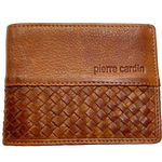 Pierre Cardin Woven Men's Leather Wallet - Dark Tan