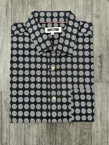MRMR Long Sleeve Shirt - Navy Print