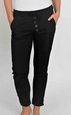 DIAGONAL BUTTON FRONT TRACKIES - BLACK