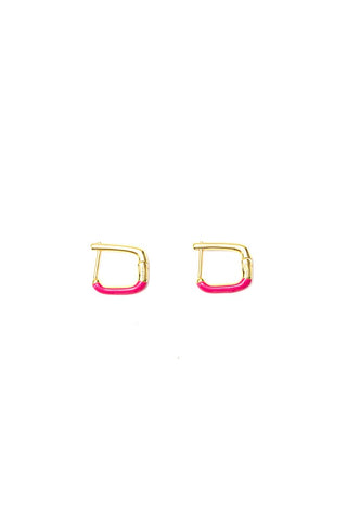 Stilen Remy Rectangle Hoop Earrings - Bright Pink