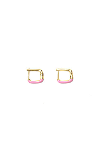 Stilen Remy Rectangle Hoop Earrings - Light Pink