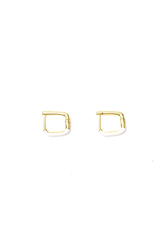 Stilen Remy Rectangle Hoop Earrings - White