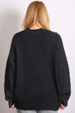 Sabena High Neck Jumper with Detailed Knit - Navy