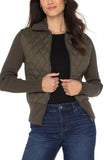 Quilted Jacket with Sweater Sleeves - Olive