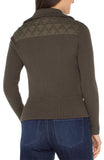 Quilted Jacket with Sweater Sleeves - Olive
