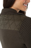 Quilted Jacket with Sweater Sleeves - Olive
