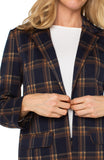 Navy plaid boyfriend blazer
