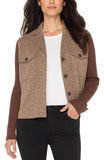 Brown Shacket with Sweater Sleeves