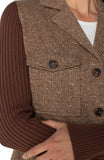 Brown Shacket with Sweater Sleeves