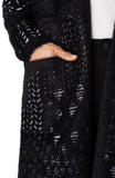 Open Front Sweater Coat - Black/White Patchwork