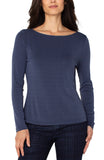 Boat neck knit top - Navy