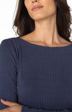 Boat neck knit top - Navy