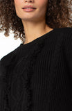 Crew neck sweater with fringe - Black
