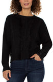 Crew neck sweater with fringe - Black