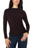 Long slv mock neck top - Java brown