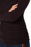 Long slv mock neck top - Java brown