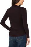 Long slv mock neck top - Java brown