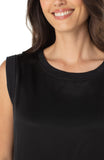 Sleeveless woven to knit top
