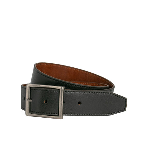 LOOP LEATHER CO TWO FACE BELT - BLACK/TAN
