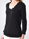 L/S POCKET TOP - BLACK - clearance