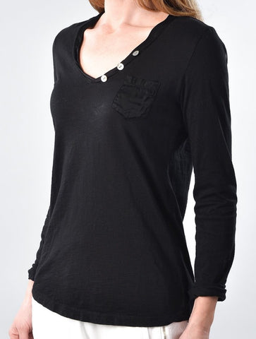 L/S POCKET TOP - BLACK - clearance