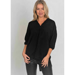 SUZY D OVERSIZE BUTTON BACK SHIRT - BLACK