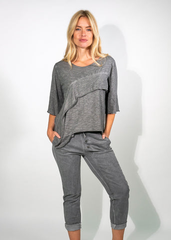 SUZY D TRACKIES WITH DIAGONAL BUTTON DETAIL - DARK GREY