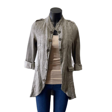 LINEN MILITARY JACKET -- TAUPE