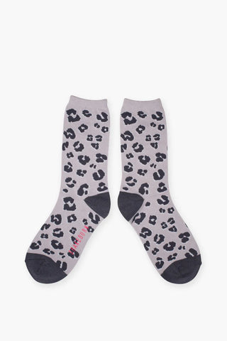 BRAKEBURN GREY LEOPARD SOCKS